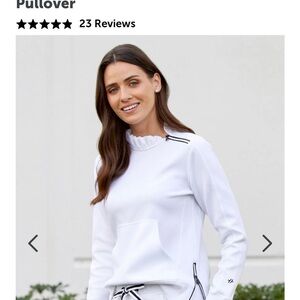 NEW Tail golf wear sports Women's White Ruffle Neck Top side zip ADORABLE! Small